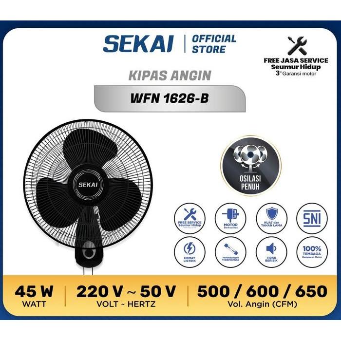 SEKAI Kipas Angin Wall Fan 16" - WFN 1626 WFN1626 *