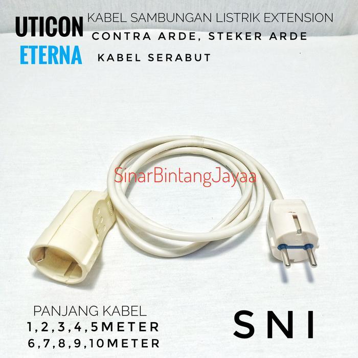 Uticon Kabel Sambungan Listrik Extension Contra Steker Arde Kabel 1Meter - 10Meter Ready