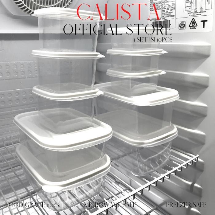 Toples Kulkas Set Calista Oita Putih Set Isi 10Pcs/ Toples Food Kontainer/Container Kulkas Set/