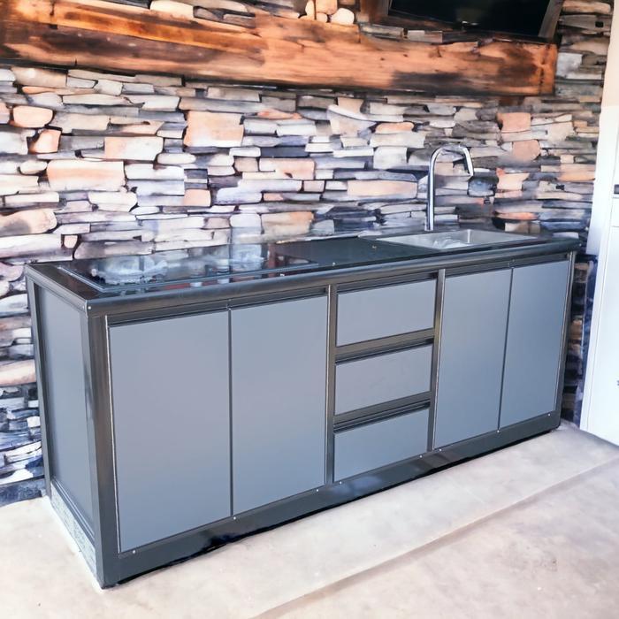 Rak kompor dapur / kitchen set dapur minimalis bahan alumunium - + kompor n sink