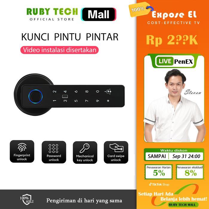 Smart Fingerprint Foor Lock Otomatis Access Door Grafiti Tuya WIFI Kontrol Aplikasi Jarak Jauh Kamar