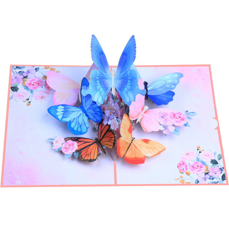 3D Pop Up Butterfly Card Birthday Greeting Card Wedding Souvenirs Gift Postcard Butterfly Dancing In