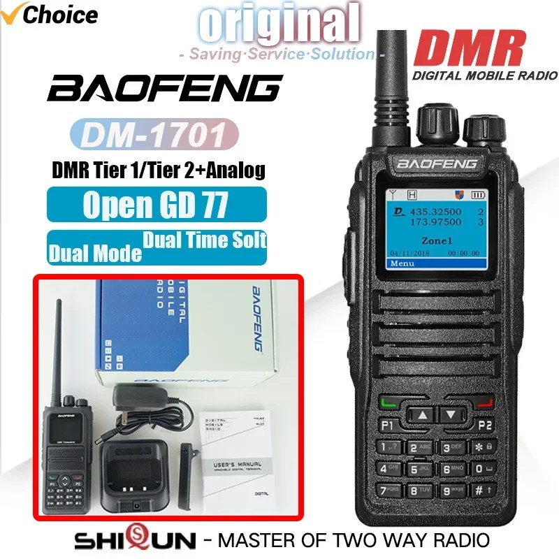 Baofeng Dm-1701 Dmr Digital Walkie Talkie Open Dg77 Dual Mode Ham Radio Digital&Analog Dm 1701 Dual