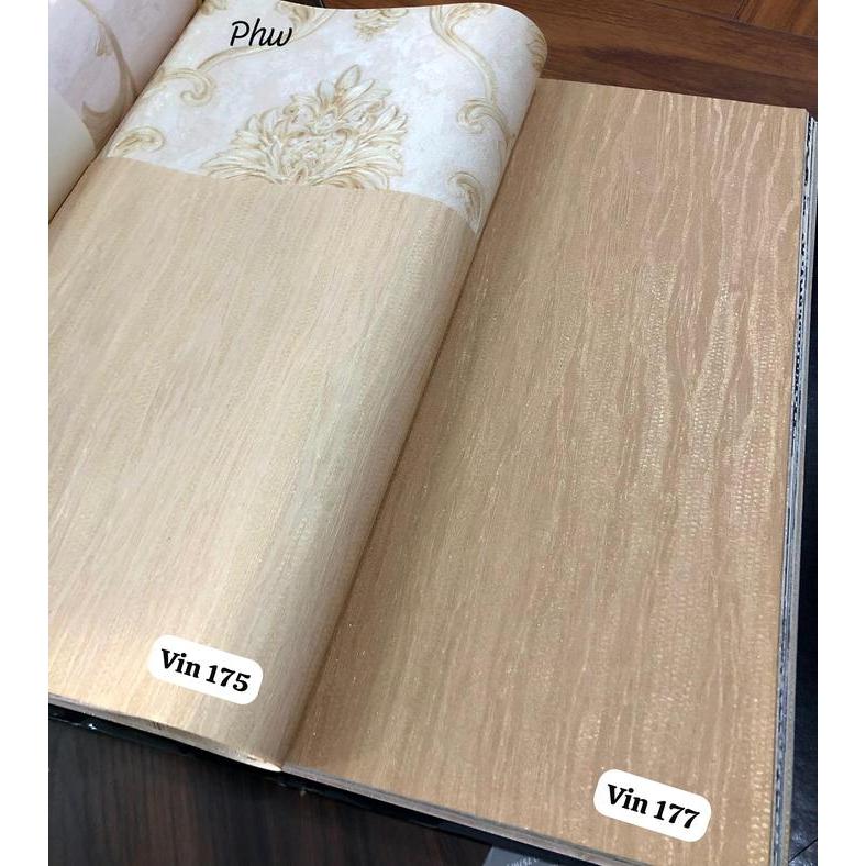 Wallpaper Dinding Polos Tekstur Kayu Gold Cream Vincenzo