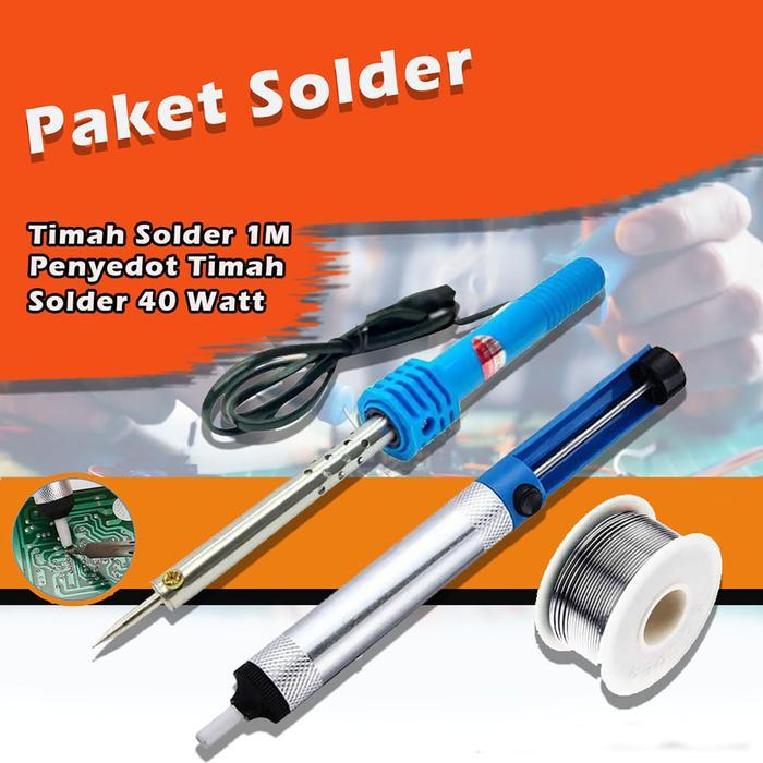 Paket Alat Solder Listrik Solder 40W - Penyedot Timah - Timah Solder