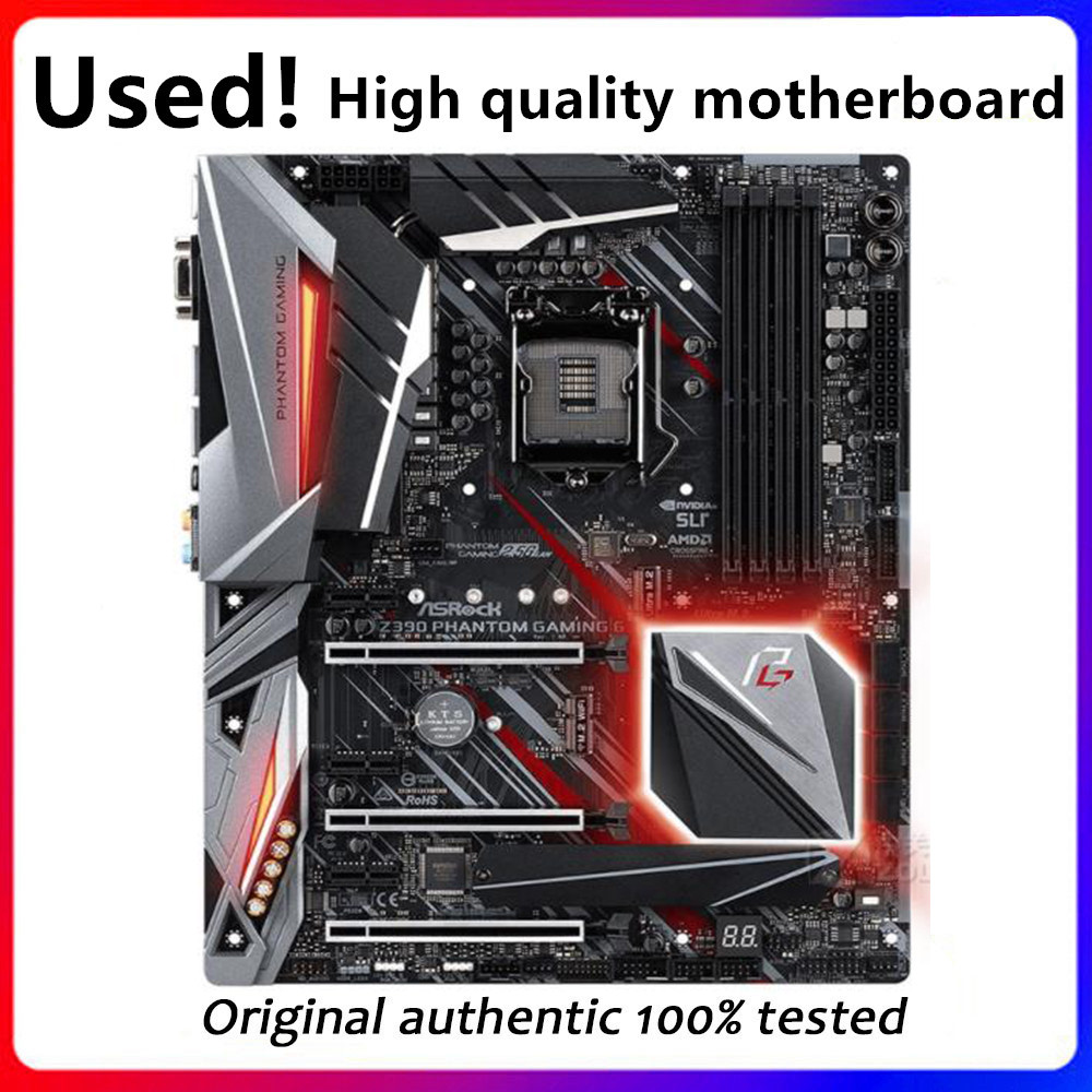 For ASRock Z390 Phantom Gaming 6 Desktop Motherboard For Intel Z390 Z390M DDR4 LGA 1151 Original Des
