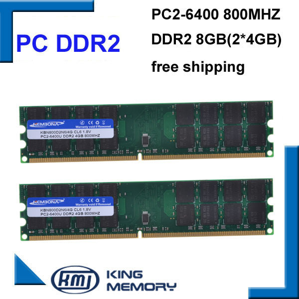 KEMBONA RAM DESKTOP PC DDR2 800Mhz 8GB KIT of 2x4gb ddr2 8g kit PC2-6400 only for A-M-D motherboard