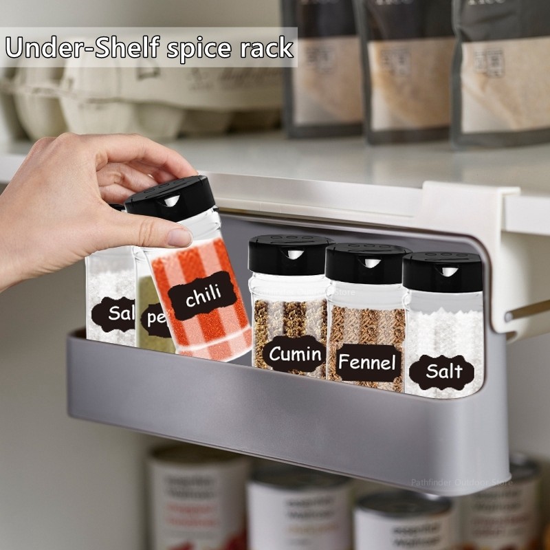 Kitchen Spice Rack Self-Adhes Spice Organizer Rack Seasoning Spice Organizer Wall-Mounted