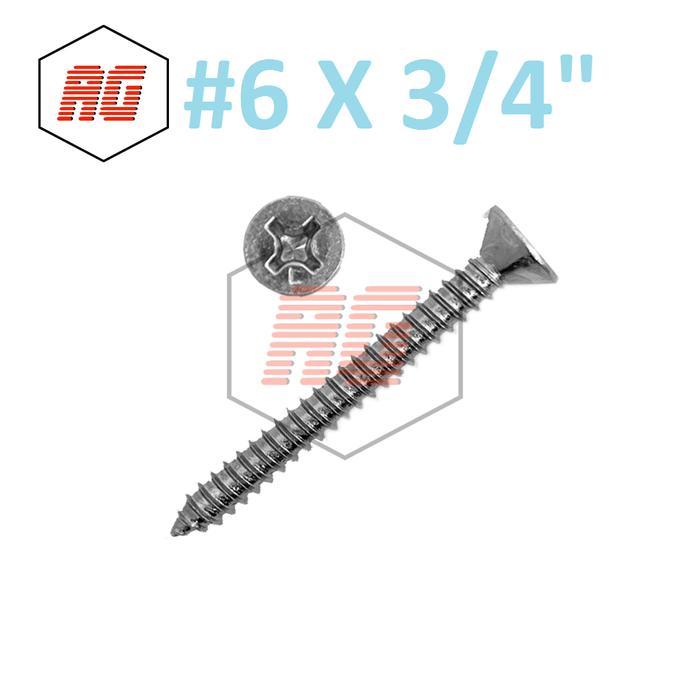 New Skrup Tapping FH (Flat Head) Stainless Steel 6 X 3/4