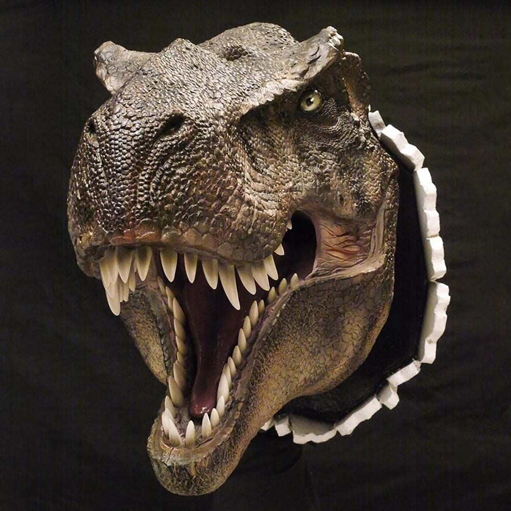 Dinosaur Wall Mounted Sculpture 3D Wall Bursting Hanging Dinosaur Head Resin Dinosaur Head with