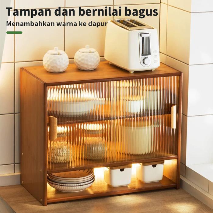 Etife Rak makanan / Rak Piring / Rak Dapur / Lemari Dapur / Rak Dapur Bambu / Lemari Piring