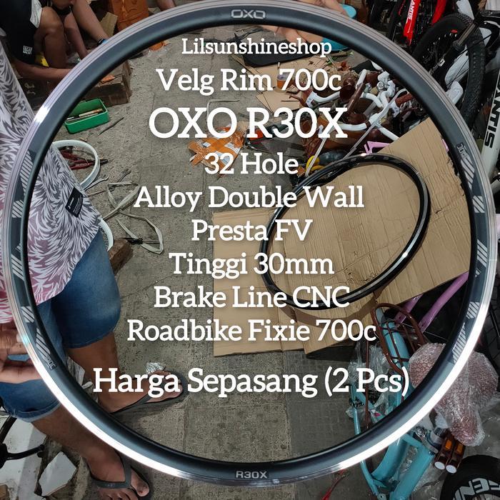 VELG RIMS 700C LUBANG 32H 36H OXO R30X DOUBLE WALL 30MM SEPEDA ROADBIKE FIXIE JUMLAH SEPASANG