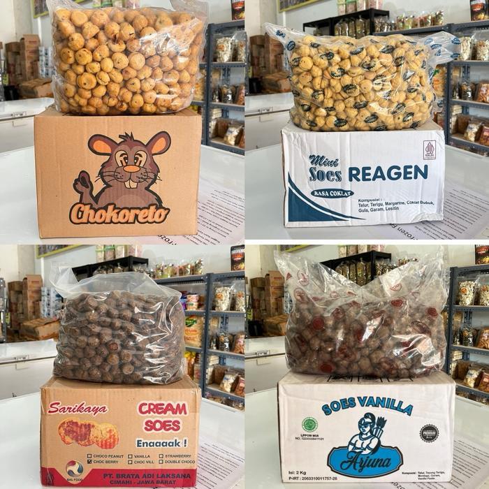 (ORIGINAL) HYA KUE SUS/SOES KERING 1 BALL 2 KG COKLAT / VANILLA / STROBERI TERMURAH TERPOPULER