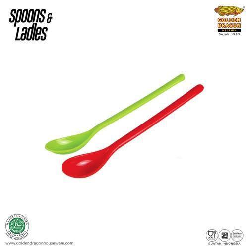 Long Spoon Sendok Panjang 18CM Warna Hijau Merah Orange Melamin Awet Murah Tebal Tahan Panas Serbagu