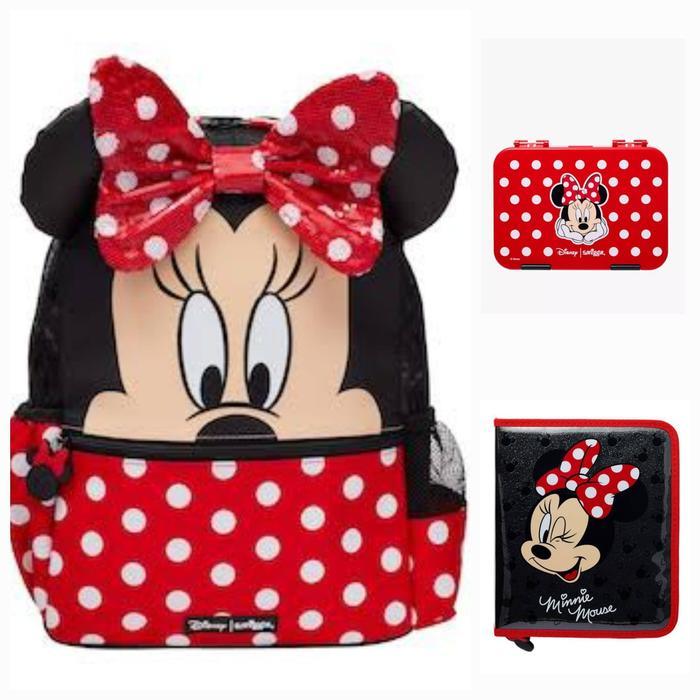Smiggle Minnie Polka Backpack, Trolley, Botol, Dompet, Lunch Bag,Bento