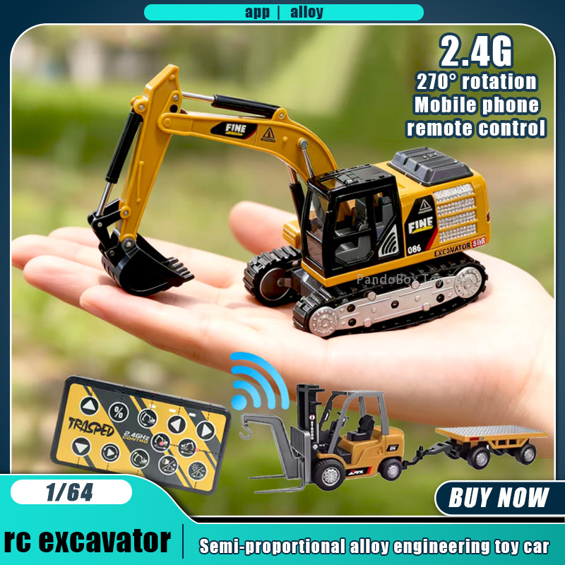Rc Excavator 1:64 Semi-Proportional 2.4G Rc Forklift Remote Control Excavator Mobile Phone Control