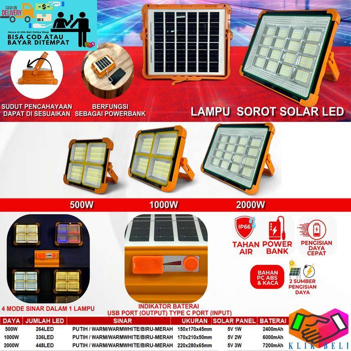 [SSM] Lampu Sorot Solar LED Outdoor Tenaga Surya Cell Multifungsi Indoor Solar Panel Lampu Camping