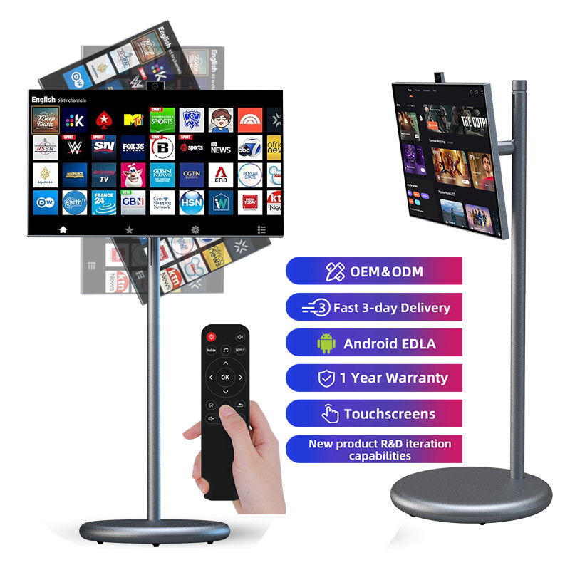 FHd Home Theatre Android Portable Tv Tablet Tv With Stand 6+128Gb 27 Inch Gray Outdoor Portable