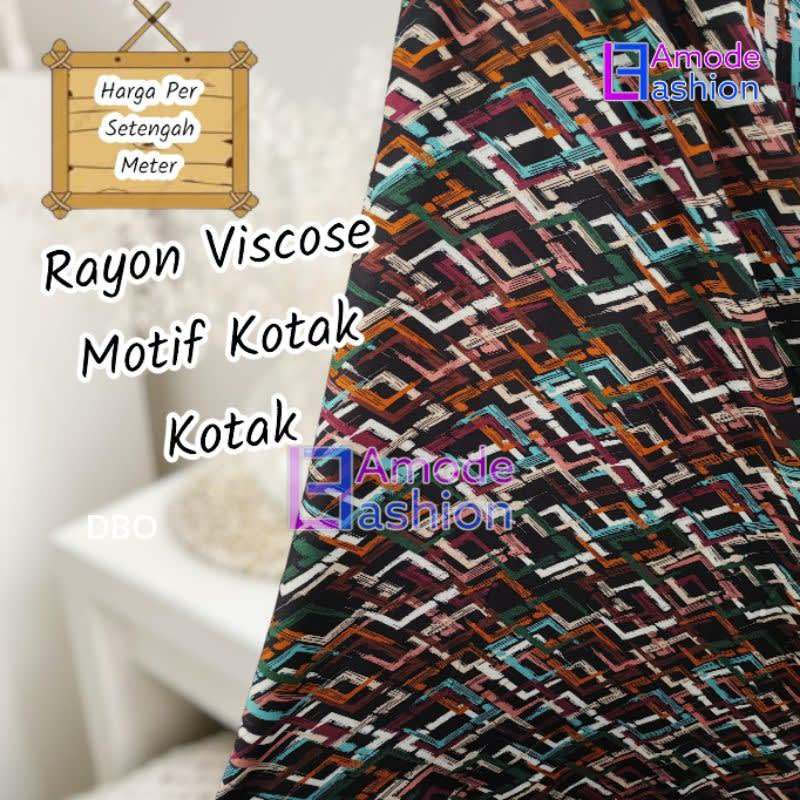 Kain Rayon Viscose Motif Kotak Kotak