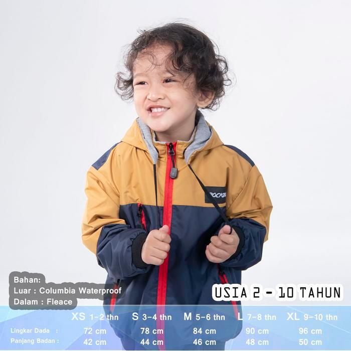 Rock Bee Jaket Anak Parasut Tebal Warna Keren Bahan Columbia Waterproof Hangat Tahan Angin Umur 2 -