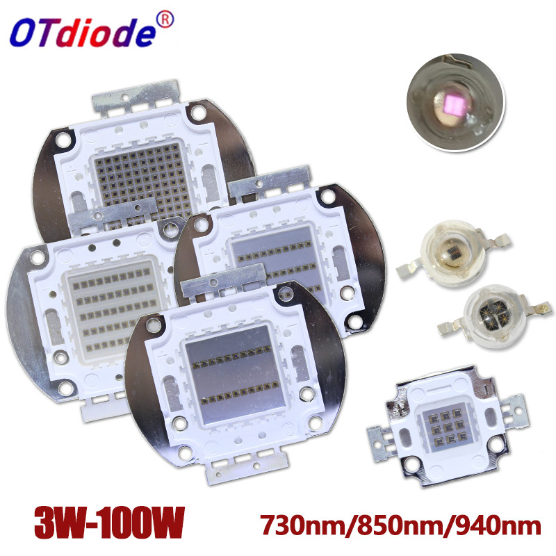 High Power LED Chip IR Infrared 850nm 940nm 730nm 3W 5W 10W 20W 50W 100W led Light Lamp Matrix 850