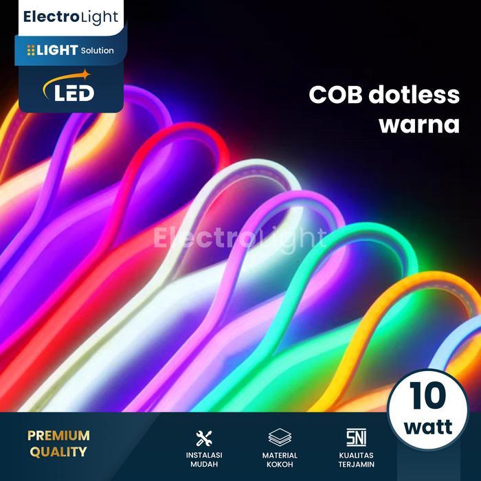 LAMPU STRIP WARNA COLOR LED COB DOTLESS 220V SELANG OUTDOOR WATEROOF DOTLESS PINK BIRU UNGU HIJAU