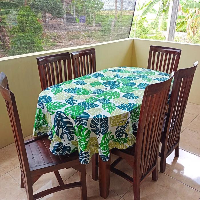 COD Taplak Alas Meja Makan Oval Kain Katun 4 - 6 Kursi Model Rumbai Aneka Motif Best Seller Home