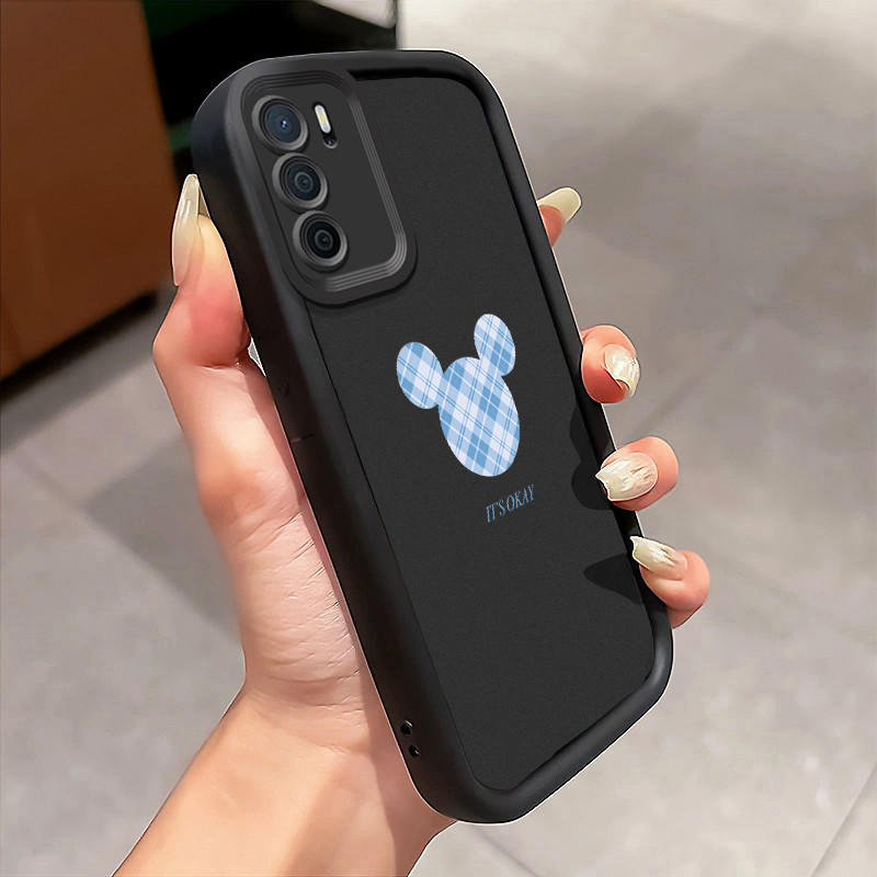 Casing Hp Untuk OPPO A16 OPPO A16s OPPO A54s Case Mickey Kotak-kotak Biru Kesing Compatible Kasing c