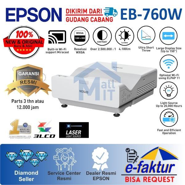 Proyektor EPSON Laser EB-760W EB760W WXGA Ultra Short Throw Ganti 725W