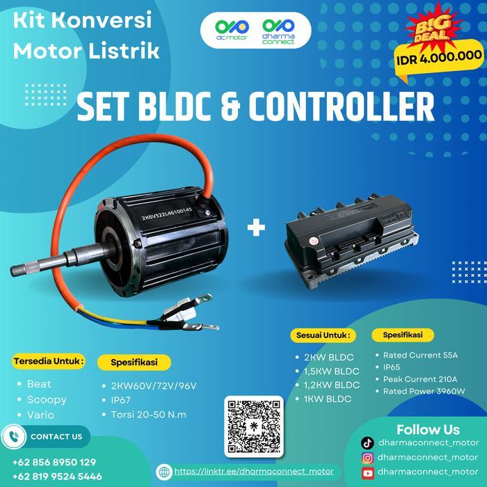 Set Dinamo BLDC Mid Drive 2000W dan Controller EM80
