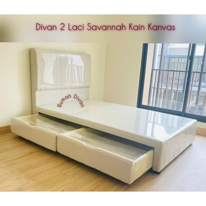 Divan Dipan Tempat Tidur Alas Kasur + 2 Laci Uk.160*200 Kain Kanvas
