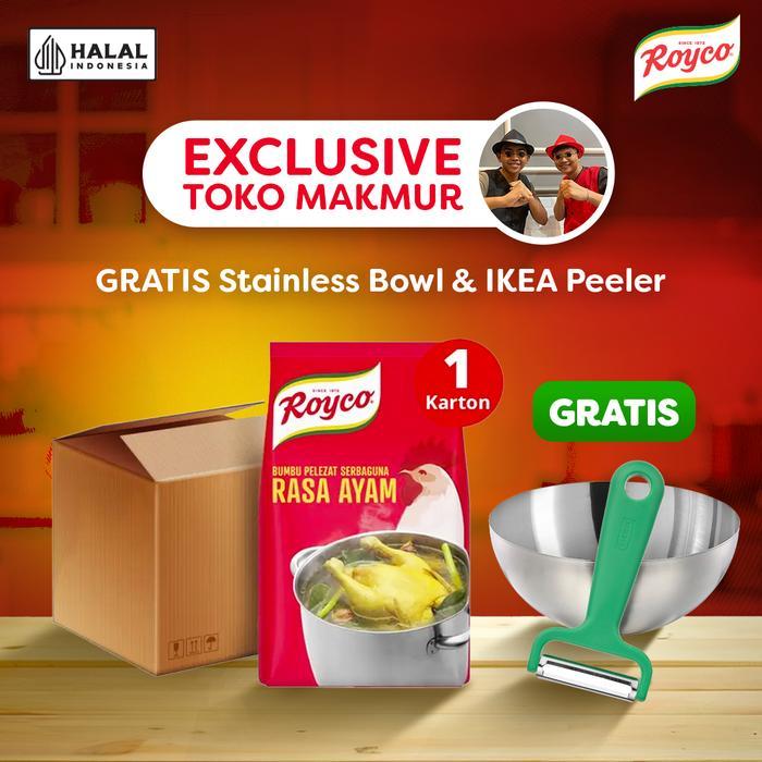 [EXCLUSIVE TOKO MAKMUR - FREE Stainless Bowl & Peeler IKEA] Royco Rasa Ayam 1kg 1 Karton