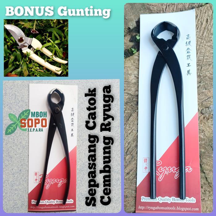 Alat Bonsai, Sepasang Krekut/Catok Ryuga Carbon, 21 cm dan 28 cm
