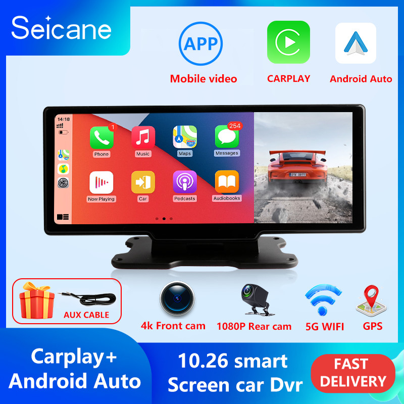 Seicane 4K 10.26" Carplay Dash Cam Rearview mirror camera Wifi