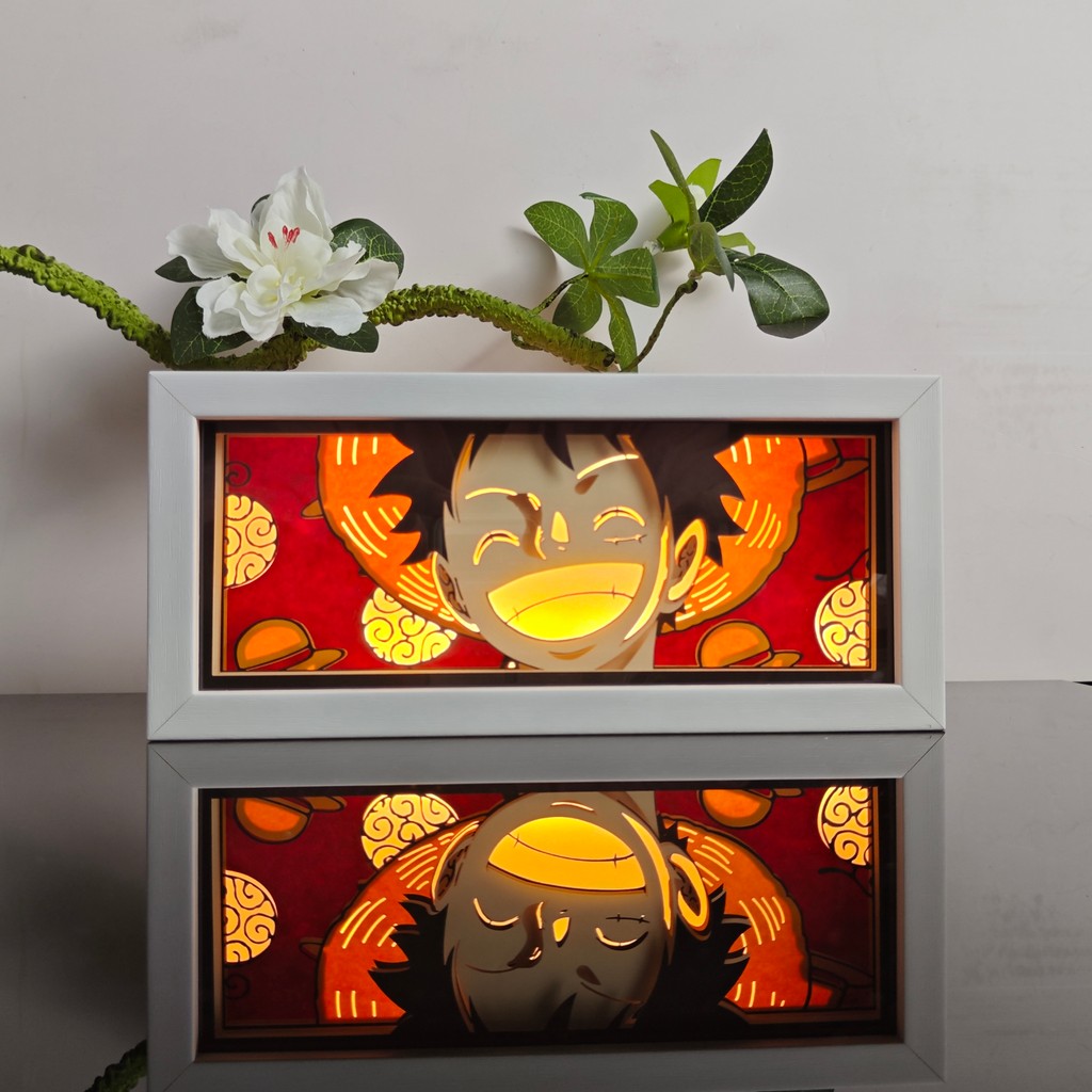 Anime Paper Carved Lamp Cute Figure 3D Paper Led Color Light Box Room Decoration Collect Night Light