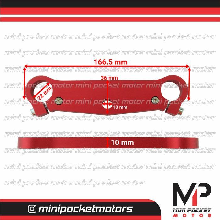 Ready Segitiga Shock Depan Mini Gp Cnc Warna Allumunium Tebal 10 Mm Merah