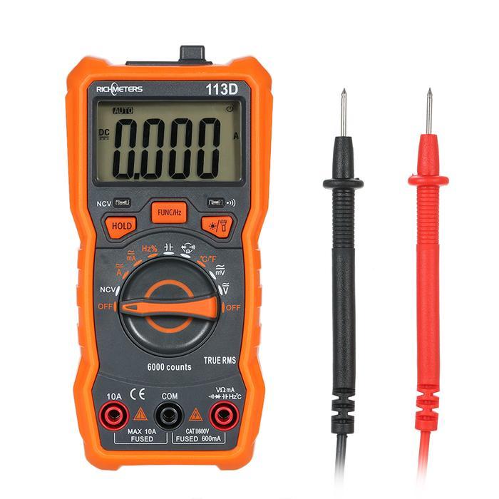 Rm113D Ncv Digital Multimeter 6000 Counts Auto Ranging Ac/Dc Voltage Meter Flash Back Light Large