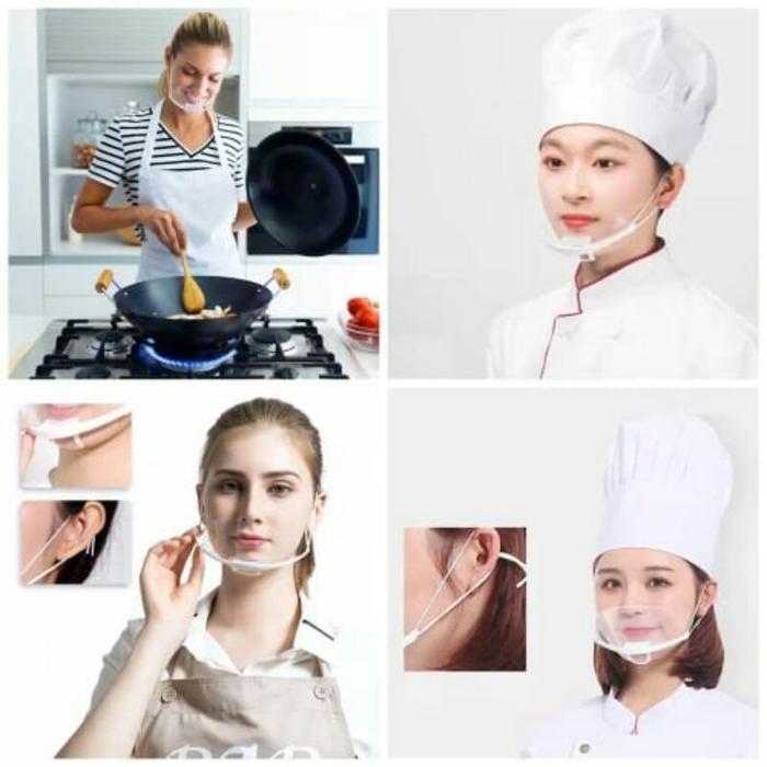 mhej- Masker Mulut Koki, Masker Transparan Untuk Masak, Masker Transparan Penutup Mulut