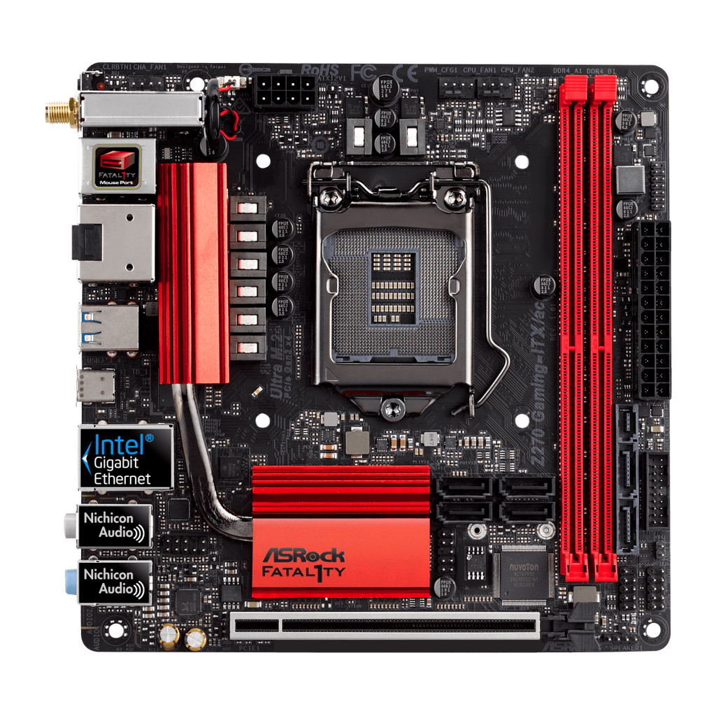 LGA 1151 Motherboard ASRock Z270 GAMING-ITX/AC Intel Z270 Mini-ITX 2×DDR4 32GB PCI-E 3.0 USB3.1 M.2 
