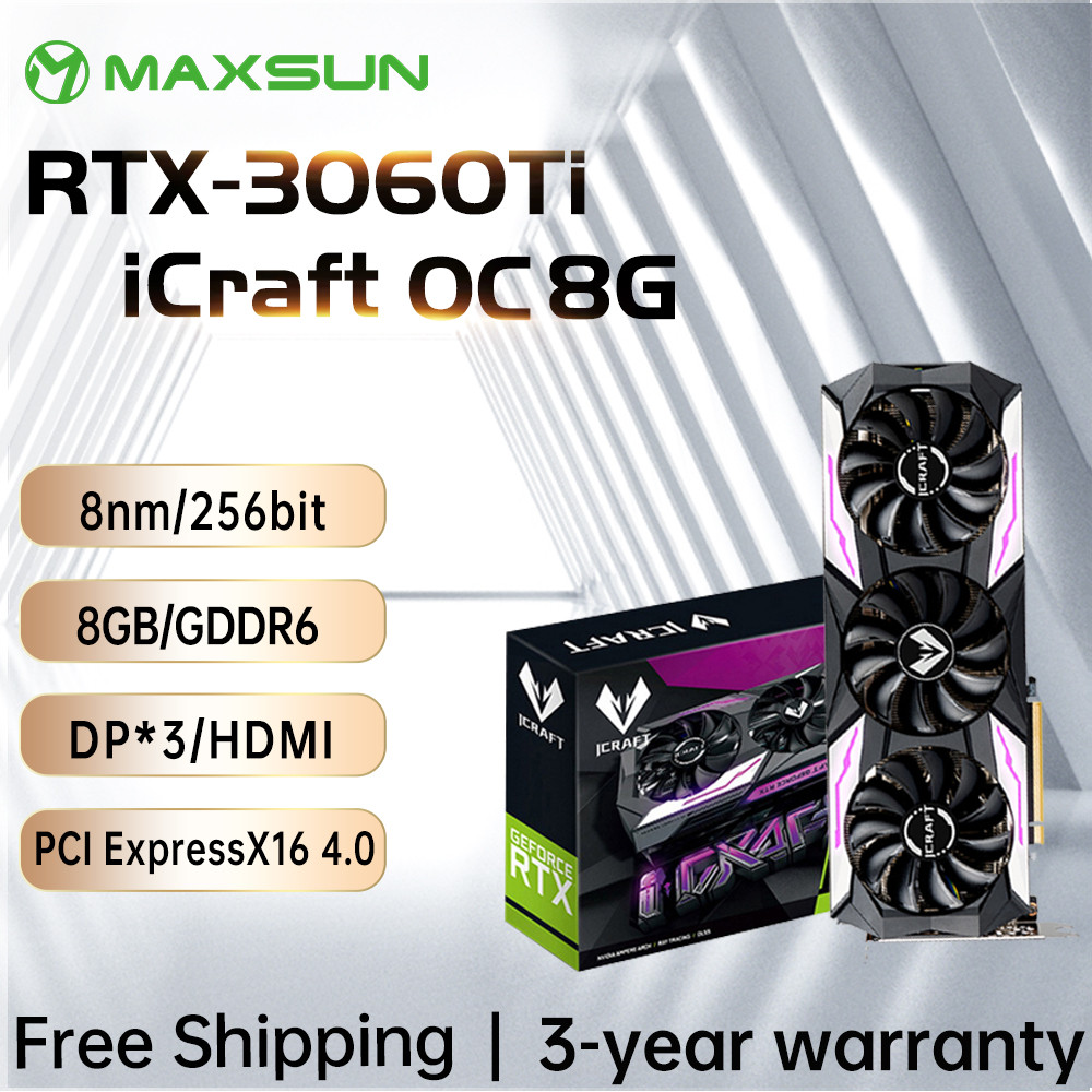 MAXSUN Graphics Cards Full New RTX 2060 3060 iCraft 6GB GDDR6 3050 1660 3060Ti 3070 Gaming Video Car