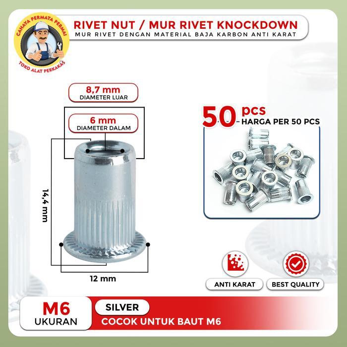 MUR RIVET / RIVET NUT ALUMUNIUM/ KUNINGAN M3 M4 M5 M6 M10 M12