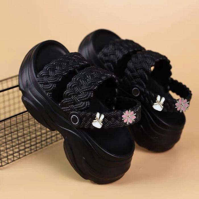 [Voucher] YUTU(Jakarta Sandal Wanita Kekinian Wedges Sandal Jelly Tinggi Sandal Fuji Wanita Sendal