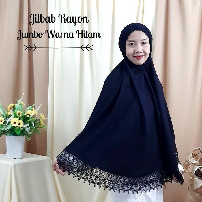 [Voucher] Jilbab Ihram Wanita Rayon Jumbo Hitam Polos Perlengkapan Haji Umroh
