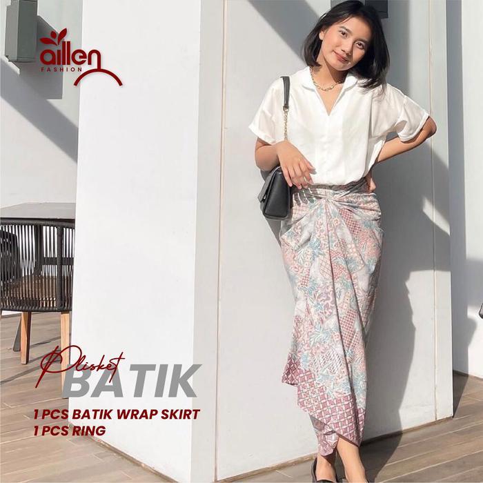 Rok Lilit Wanita Motif Batik Bahan Sutra Silk
