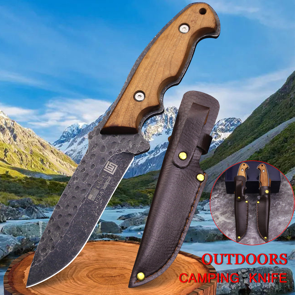 WPKOPYA USA 440c Forged surface stone wash sharp outdoor knife, jungle hunting knife, hiking,