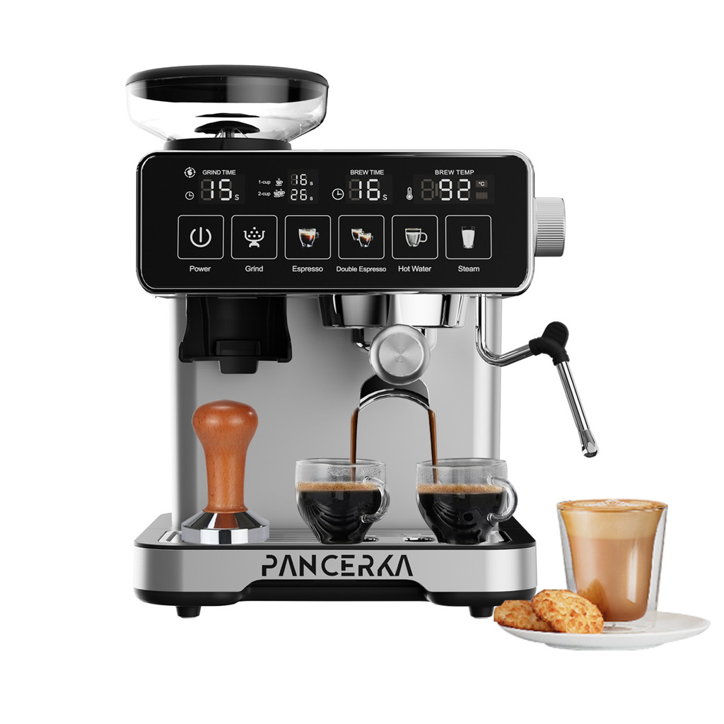 Professional 20 Bar Home Espresso Machine With Coffee Bean Grinder, Cappuccino Espresso Coffee