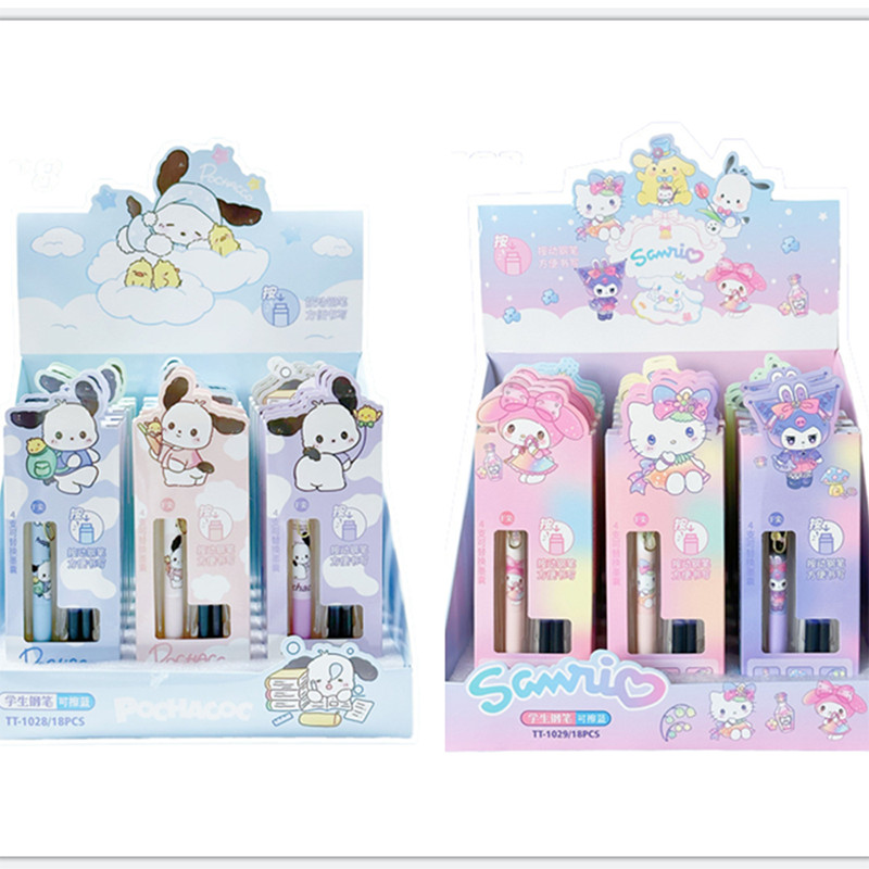 6/18pcs Sanrio Fountain Pen Set Hello Kitty Kuromi Cinnamoroll Student Pens Replacable Ink Set Offic
