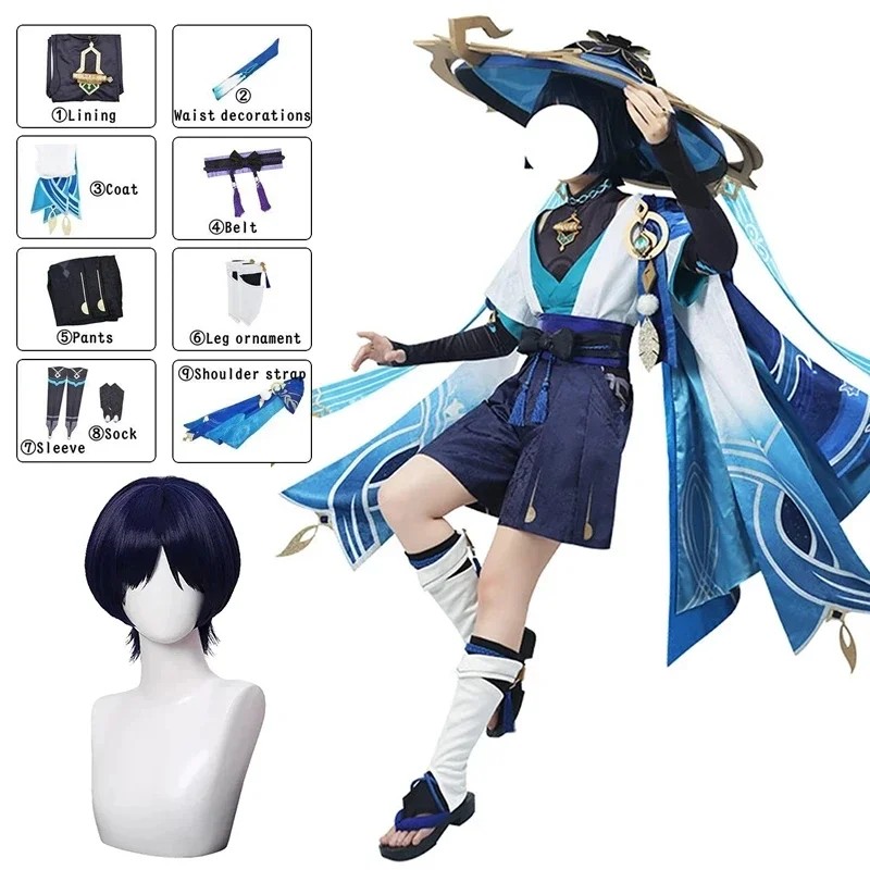 Wanderer Scaramouche Cosplay Genshin Impact Cosplay Scaramouche Costume Women Men Uniform Wig Suit