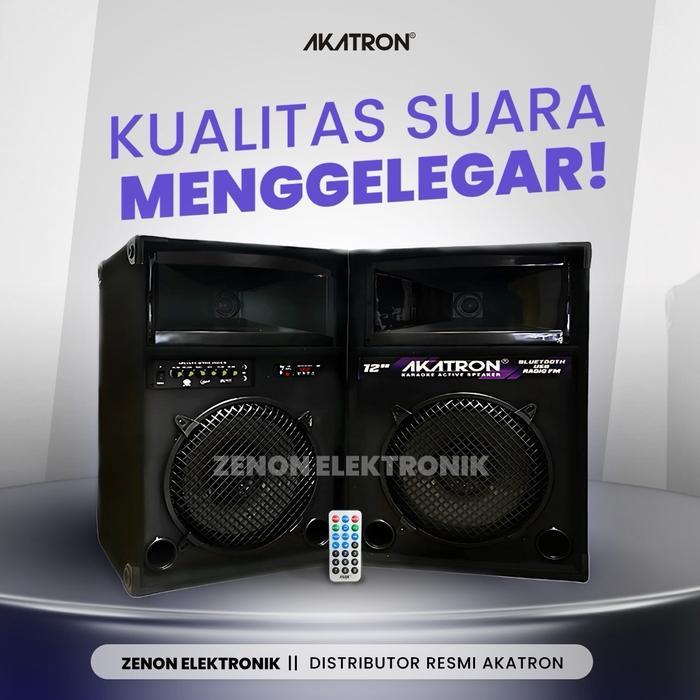 New AKATRON 12 INCH SUPER BASS - SPEAKER AKTIF BLUETOOTH KARAOKE MICROPHONE SUBWOOFER SOUND BESAR