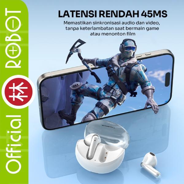adra- Robot Flybuds T30 Tws Wireless Earphone With Transparent Case Headset Bluetooth 5.3